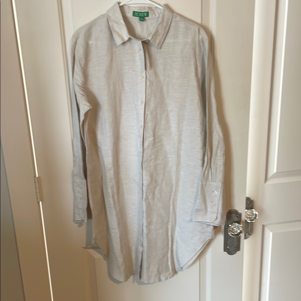 J. Crew Linen Swim Coverup with Relaxed Fit and Tunic Length